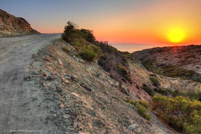 Akamas road sunset